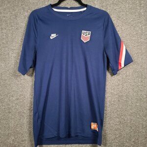 Nike Dri-Fit Men's USA Short Sleeve Soccer Blue Shirt Jersey Size Medium